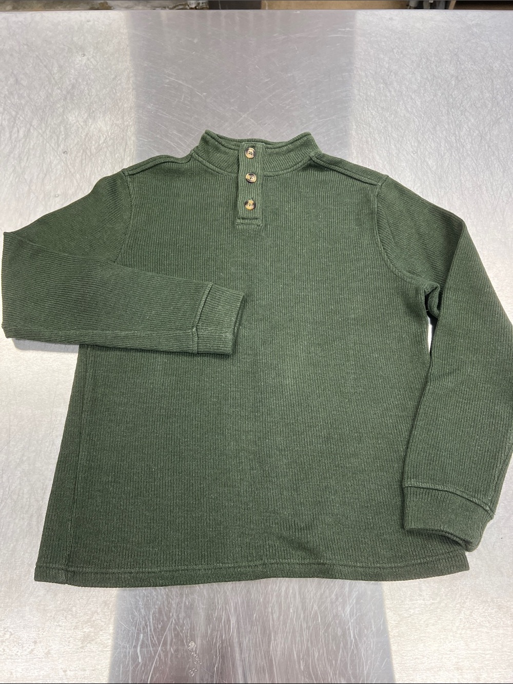 Hawker Rye Cotton/Poly Blend Men's Olive Green Knit Henley Sweater w/ buttons